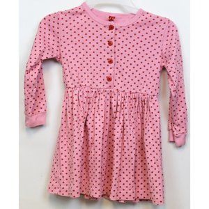 Hanna Andersson Girls Sz 110 US 5 Pink Polka Dot Long Sleeve Cotton Dress
